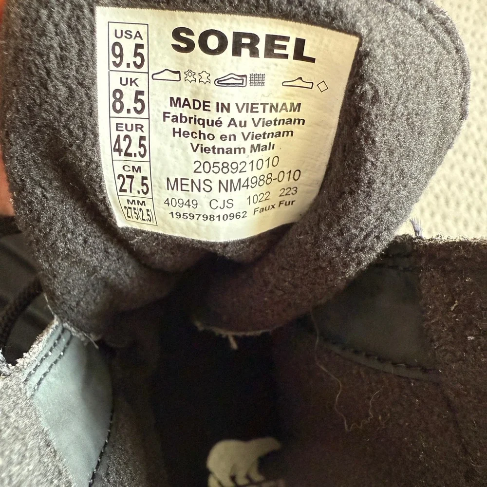 Sorel Explorer II Carnival Felt Mens Size 9.5 Waterproof Insulated Boots Grey